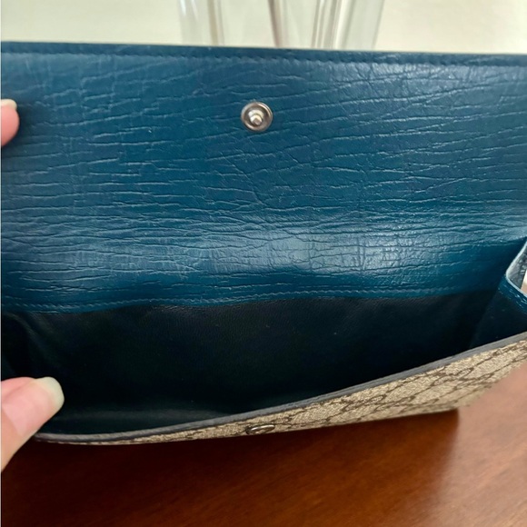 Authentic Gucci GG Guccissima Canvas/Blue Leather Long Wallet/Coin Pocket - Picture 4 of 11